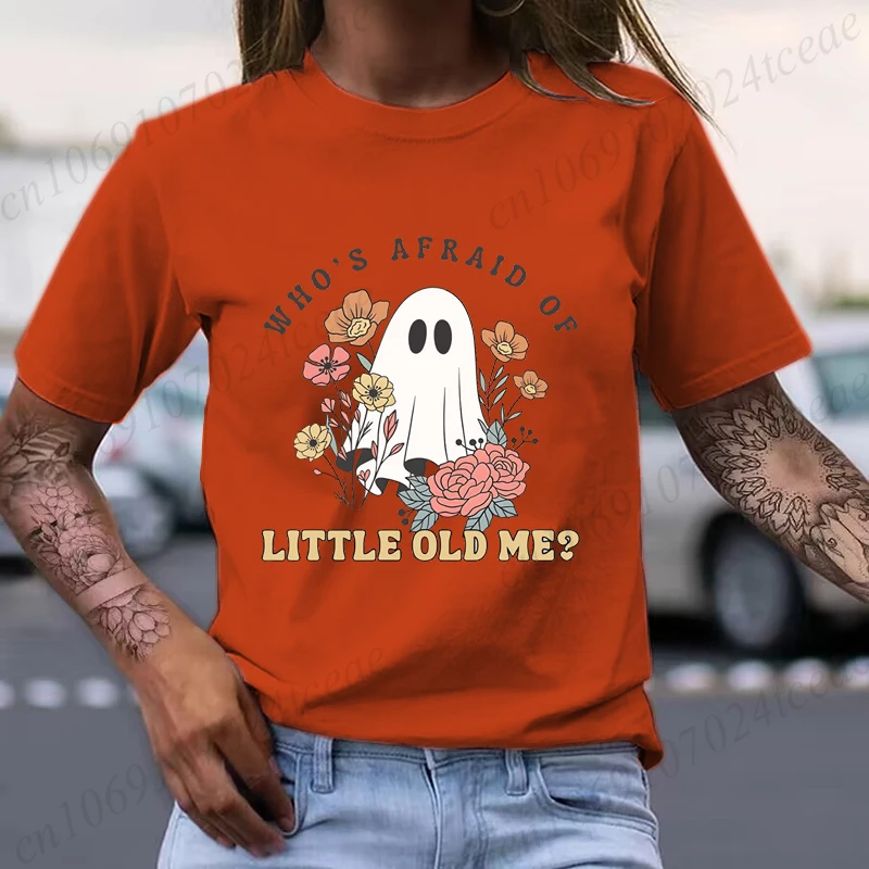 Halloween Whos Afraid of Little Old Me Ghost Vintage T-Shirts Short Sleeved T-shirt Men/Women Boo Spooky Ghost New Fashion Tops