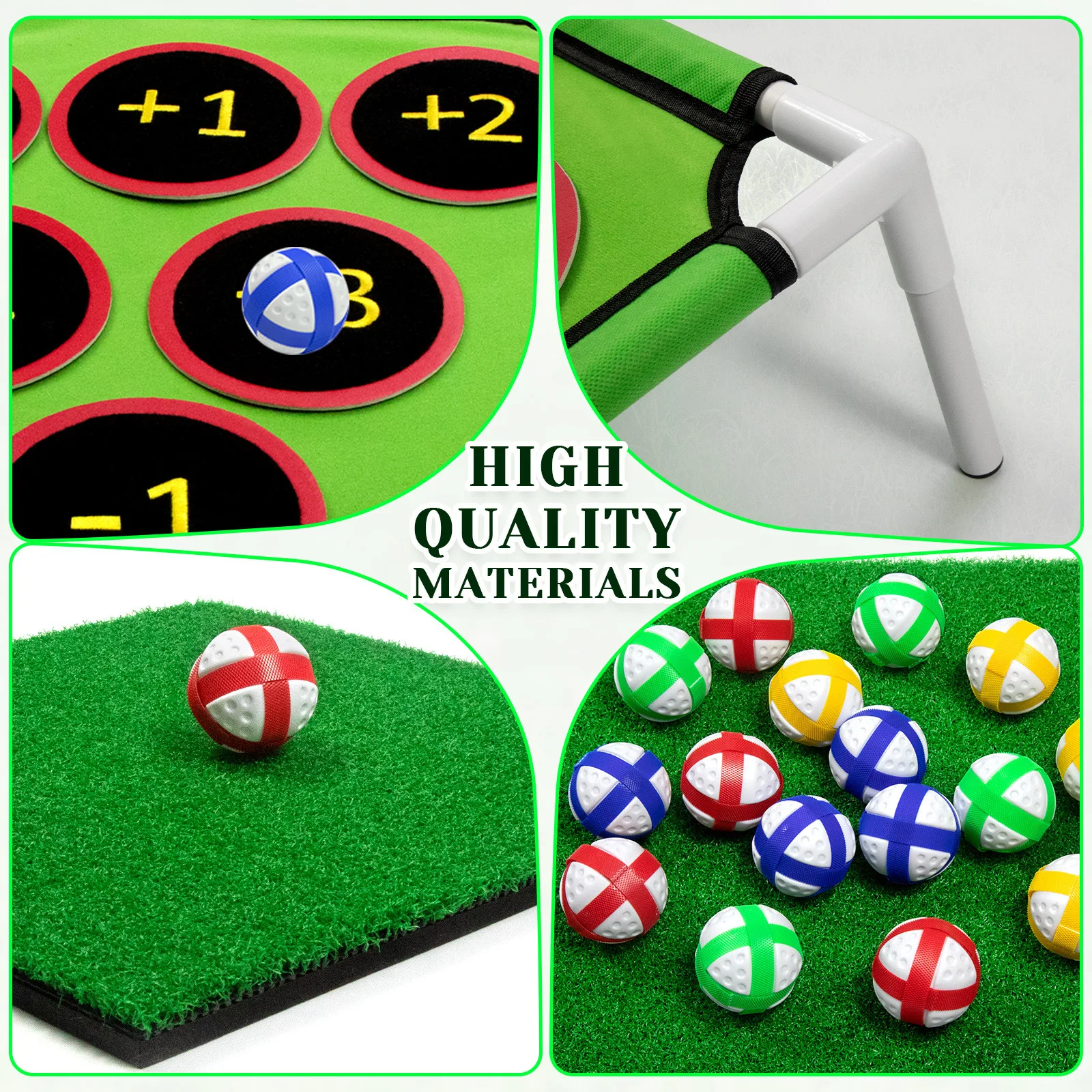 Golf Chipping Game Set with Target Practice Mat Score Zones Polyester Foam Practice Balls Indoor/Outdoor Backyard Training Net