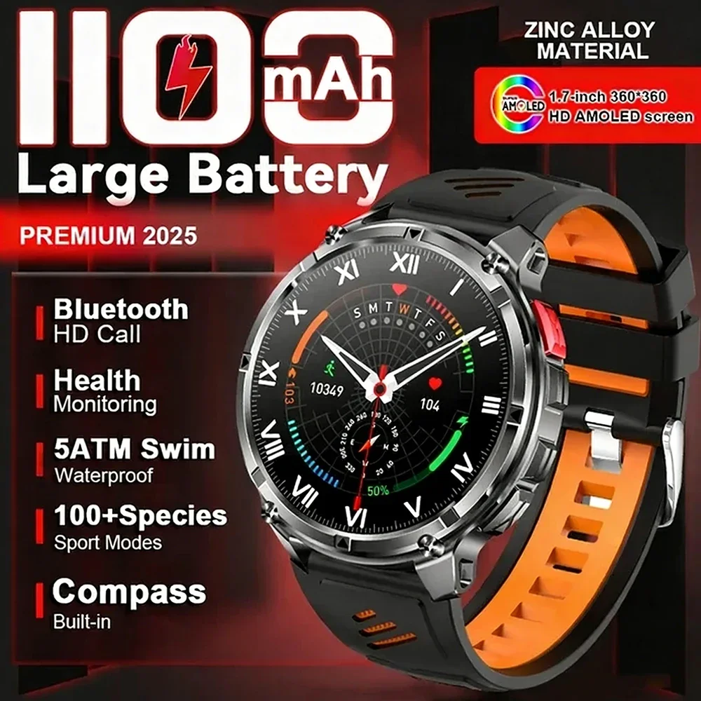 

Новые умные часы T-Rex 3 с аккумулятором 1100 мАч, военными функциями, GPS-трекером, компасом, водонепроницаемостью 10ATM, Bluetooth-звонками для мужчин