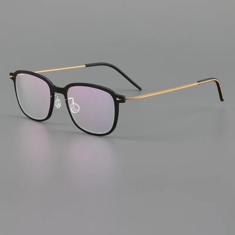 Ultra-light 6g pure titanium myopia glasses frame men and women business square frame screw-free retro glasses frame