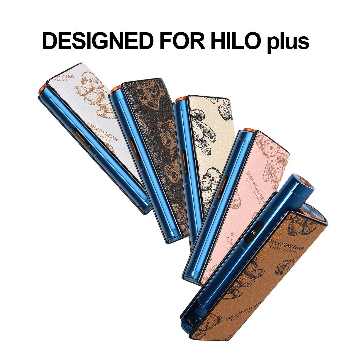 PU leather protective case suitable for HILO plus, featuring the bear pattern to protect electronic cigarette accessories. view 3