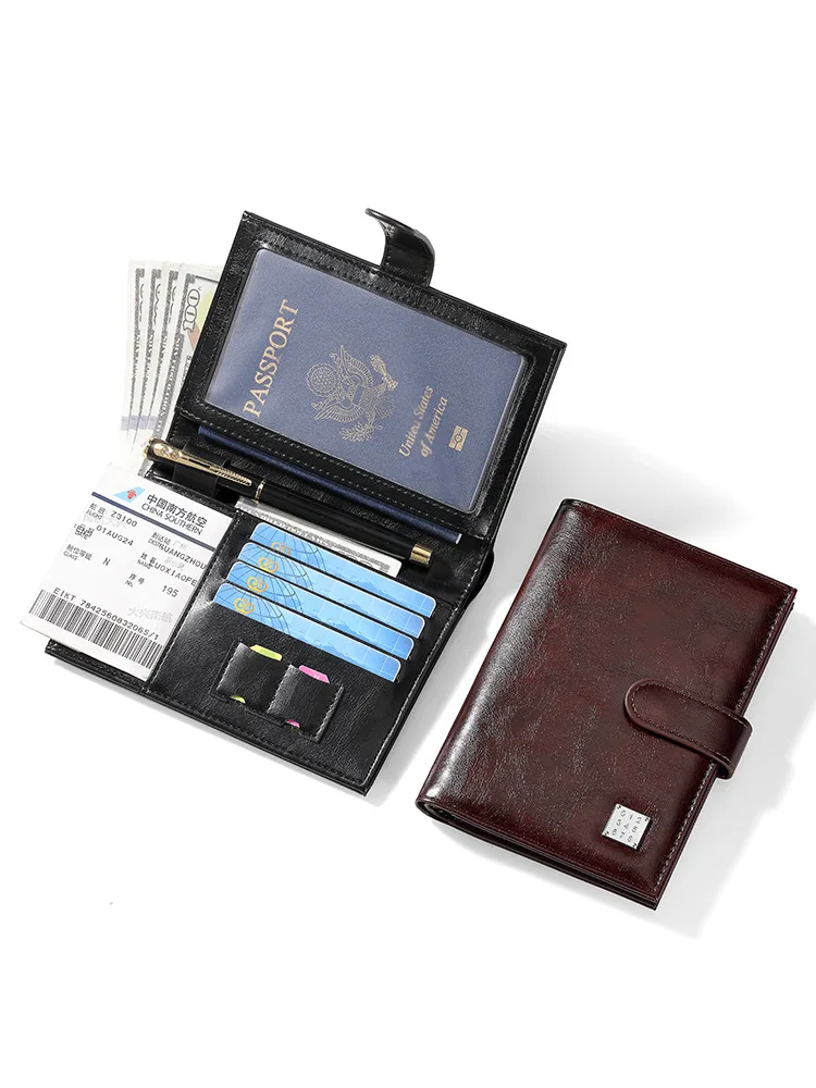 Porta passaporto minimalista da lavoro in ecopelle, organizer per documenti e carte da viaggio unisex per uomo e donna