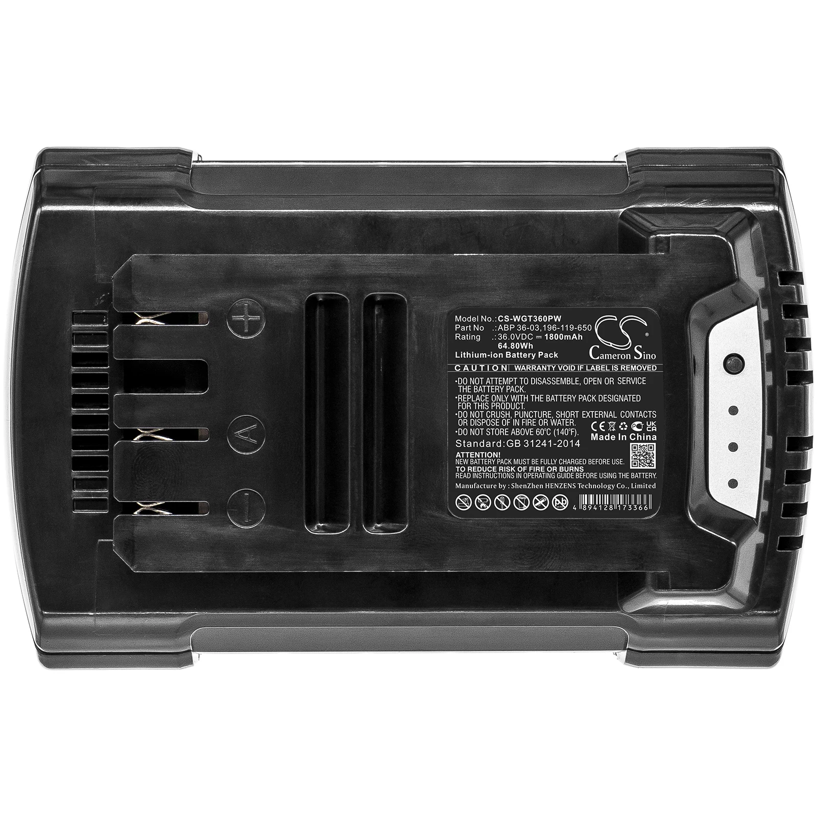 

Сменная батарея CS для Wolf Garten GTB 36, LBB 36, HSB 36, CSB 36, артикул: ABP 36-03, 196-119-650, 1800 мАч / 64,8 Вт·ч