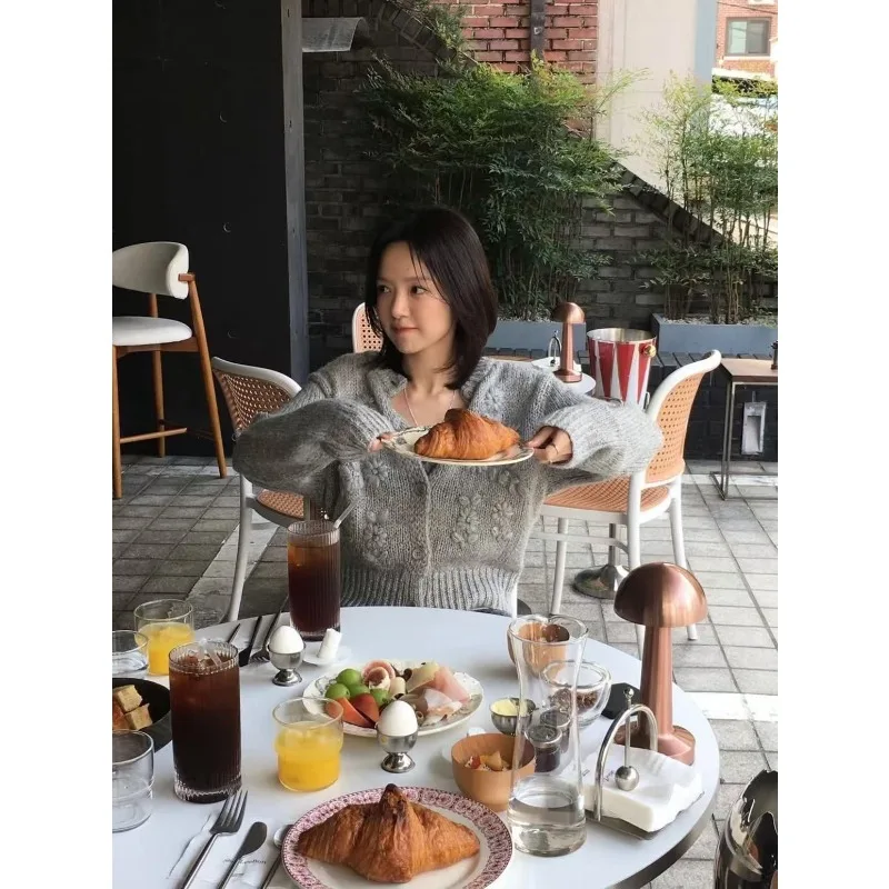 سترة صوفية محبوكة مطرزة يدويًا نقية على شكل نجمة، سترة صوفية صغيرة، ربيع وخريف 2026 #6