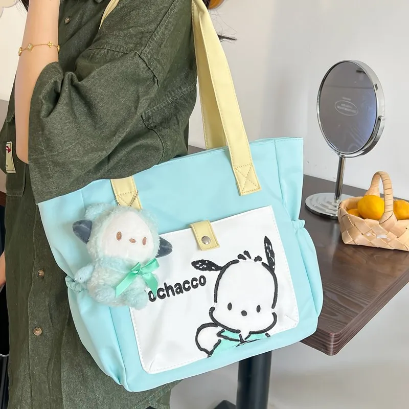 Sanrio Kuromi Casual Fashion Nylon Tote Bag Large Capacity Shoulder Bag Cute Handbag Student Versatile Shoulder Crossbody Bag