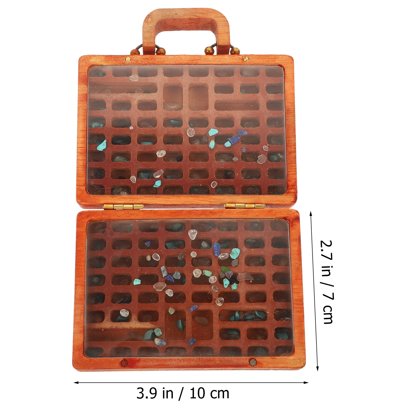 Stone Collection Box Vintage Wooden Crystal Storage Box Portable Gemstone Organizer Retro Style Treasure Case Gemstone Organizer