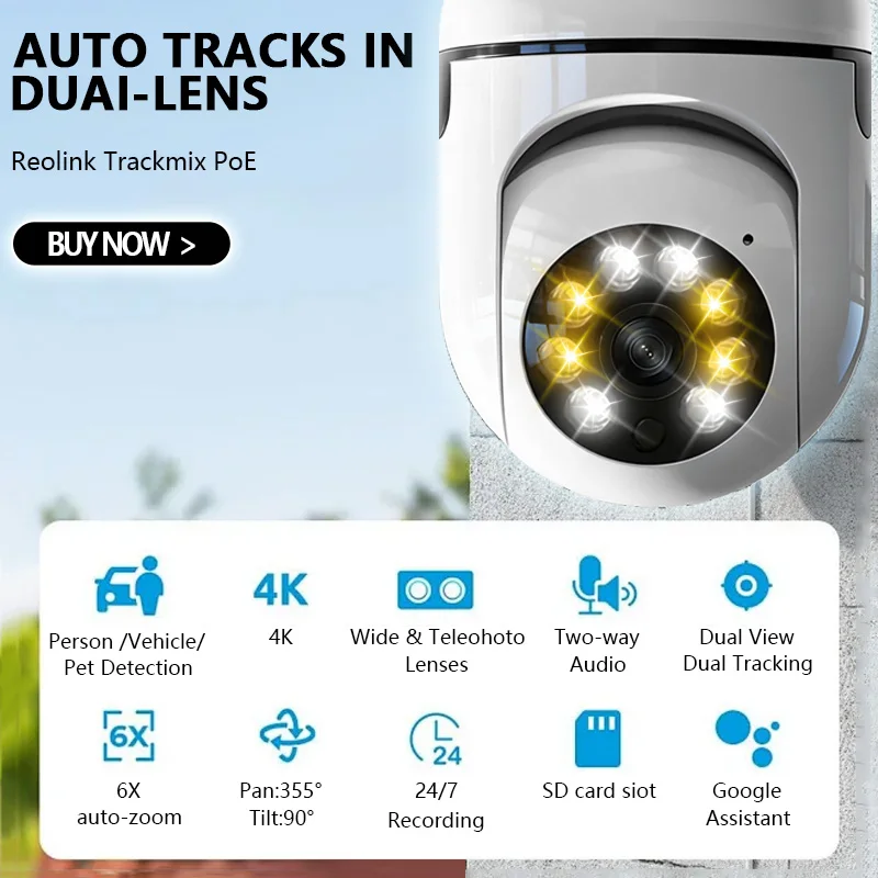 

Камера безопасности V360pro с Wi-Fi, 1080P HD, PTZ, ночным видением, двусторонней аудиосвязью, водонепроницаемая, для улицы и дома