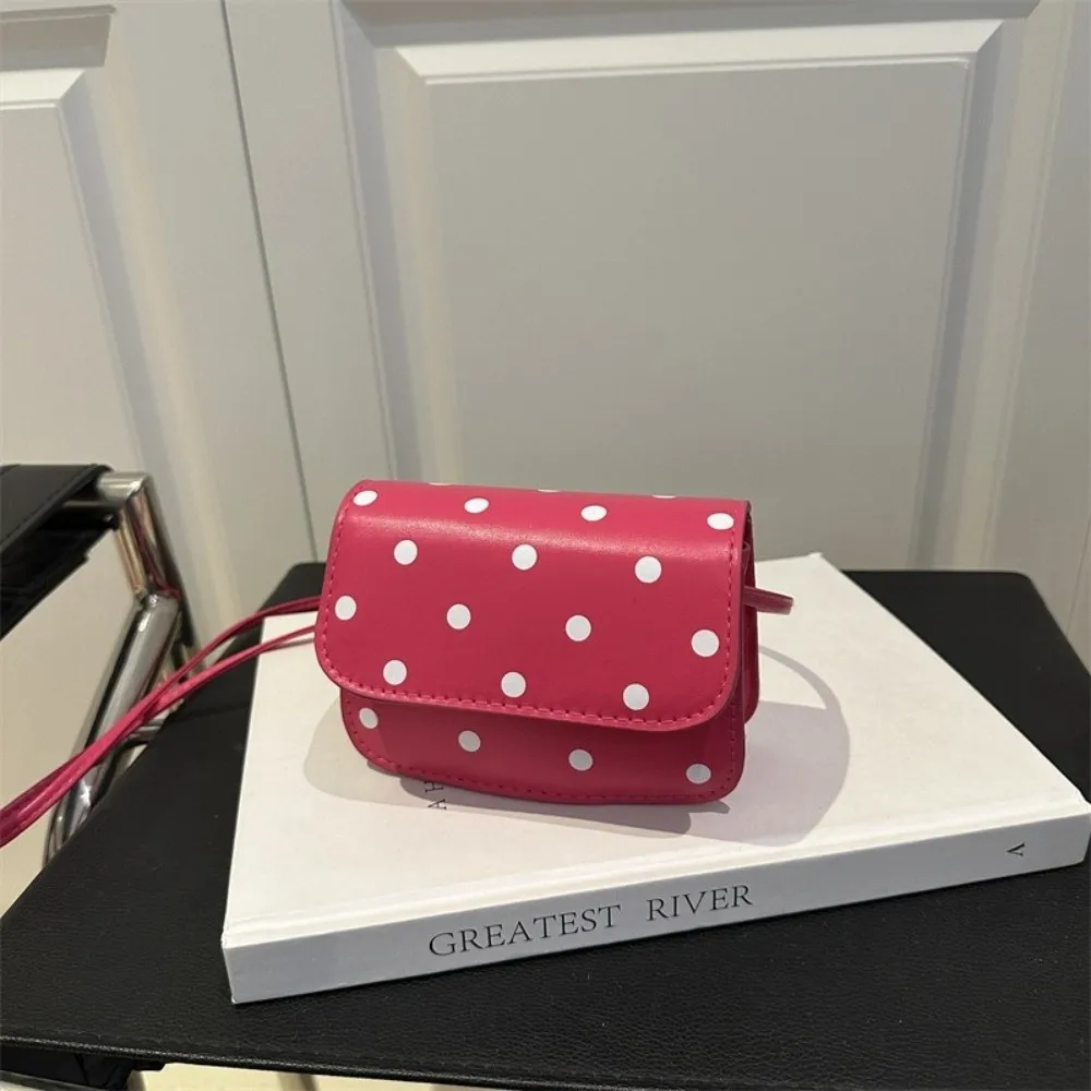 

Elegant Sweet Polka Dot Crossbody Bag Polyester Lining Oil-Tanned Edges Single-Shoulder Bag Lightweight PU Print Bag Women