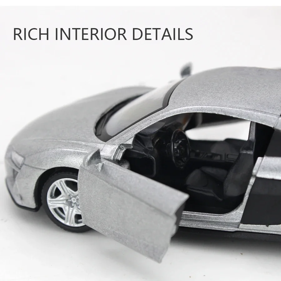 Modèle de voiture R8 coupé 1:36, véhicules miniatures et jouets, Simulation en alliage métallique, voiture de Sport, jouets à tirer pour enfants, cadeaux d'anniversaire