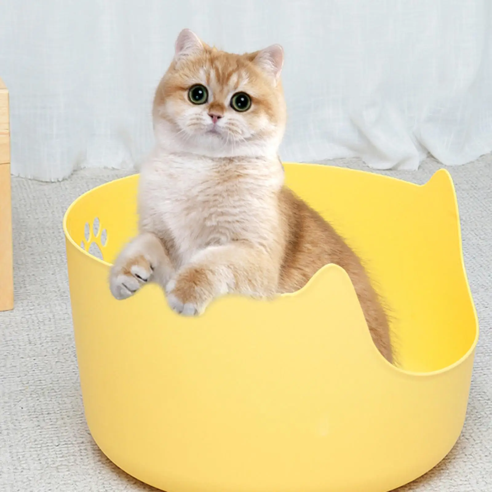 Open Top Pet Litter Tray Cat Splashproof Large Space Bedpan Cat