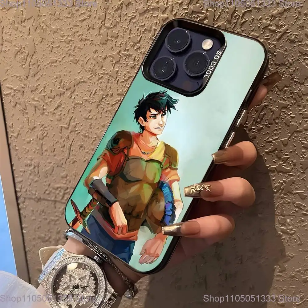 حافظة هاتف أنيمي P-Percy J-Jackson لهواتف iPhone 16,15,14,13,12,11,Pro,XS,Max,Plus,Mini,SE غطاء مقاوم للصدمات من الحلوى السوداء غير اللامعة