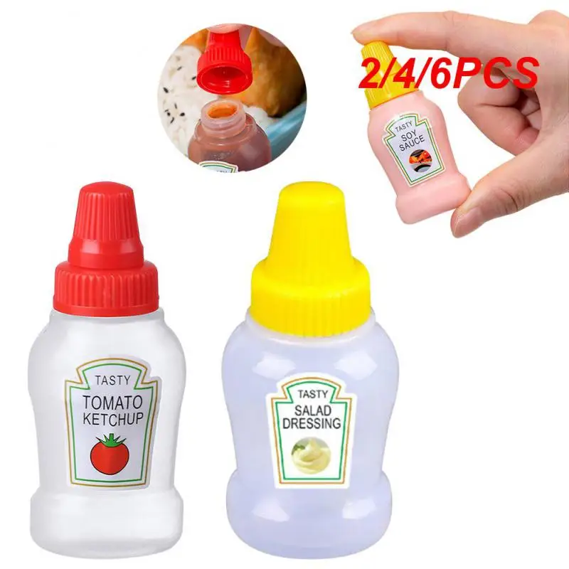 2/4/6PCS Plastic Condiment Dispenser Needle-nosed Multifunctional Single Polychromatic Condiment Squeeze Box Squeeze Bottle