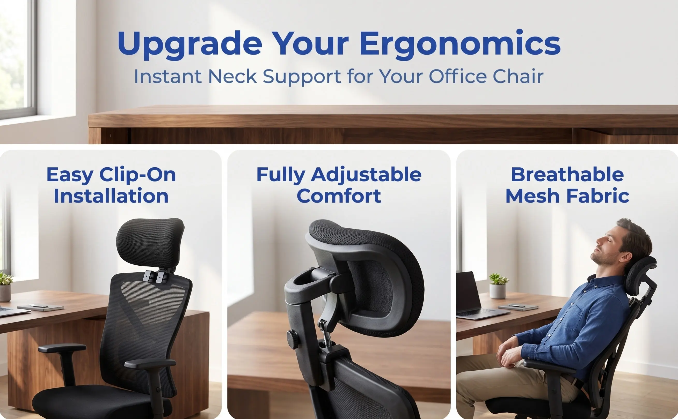 Office Computer Chair Headrest Adjustable Retrofit Comfortable Neck Protection Head Pillow Mesh Cushion Universal Office Chair