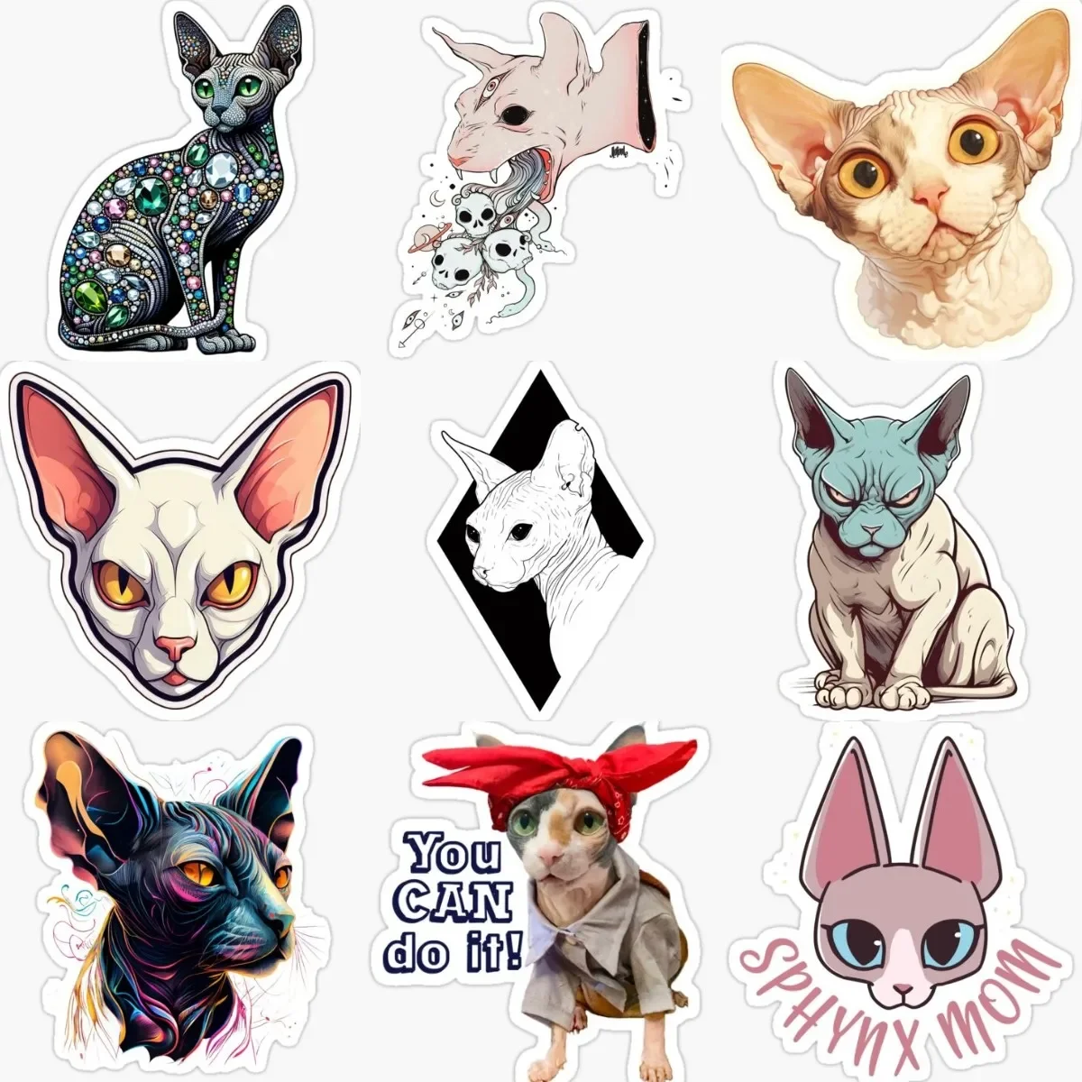 

Creative Canadian Hairless Cat Sphynx Cat Pets PVC Stickers for Decorate Car Van Fridge Wall Window Helmet Decal Accessories