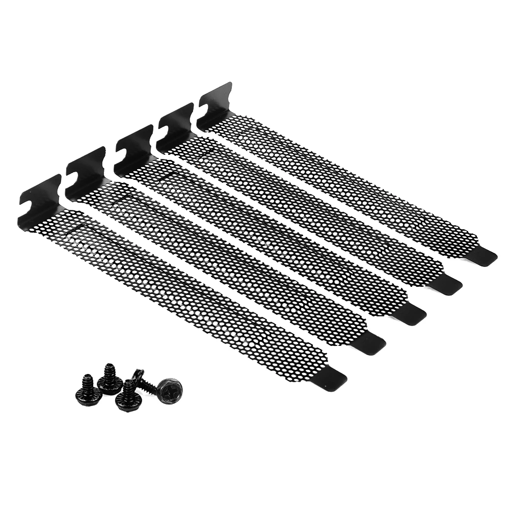 10pcs 120x20x12mm Hard Steel Black Mesh PCI Chassis Slot Covers Bracket Dust Filter With Screws Blanking Plate For PC Computer