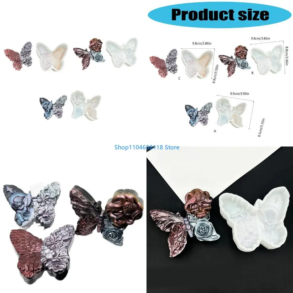 

Day of The Dead Skull Butterfly Flower Soap Silicone Mould for Craft
