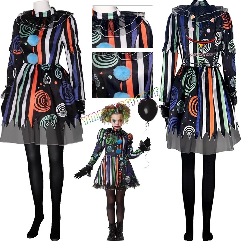 

Spot adult clown gloves stockings dresses cosplay horror costumes stage performance costumes Halloween carnival night hot sellin
