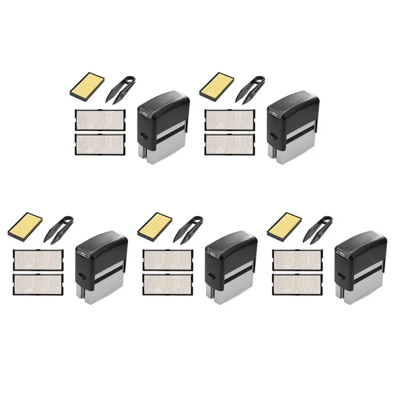 qwe-5x-self-inking-stamp-set-custom-personalised-diy-business-name-number-address-printing-rubber-stamp-with-tweezers-kit