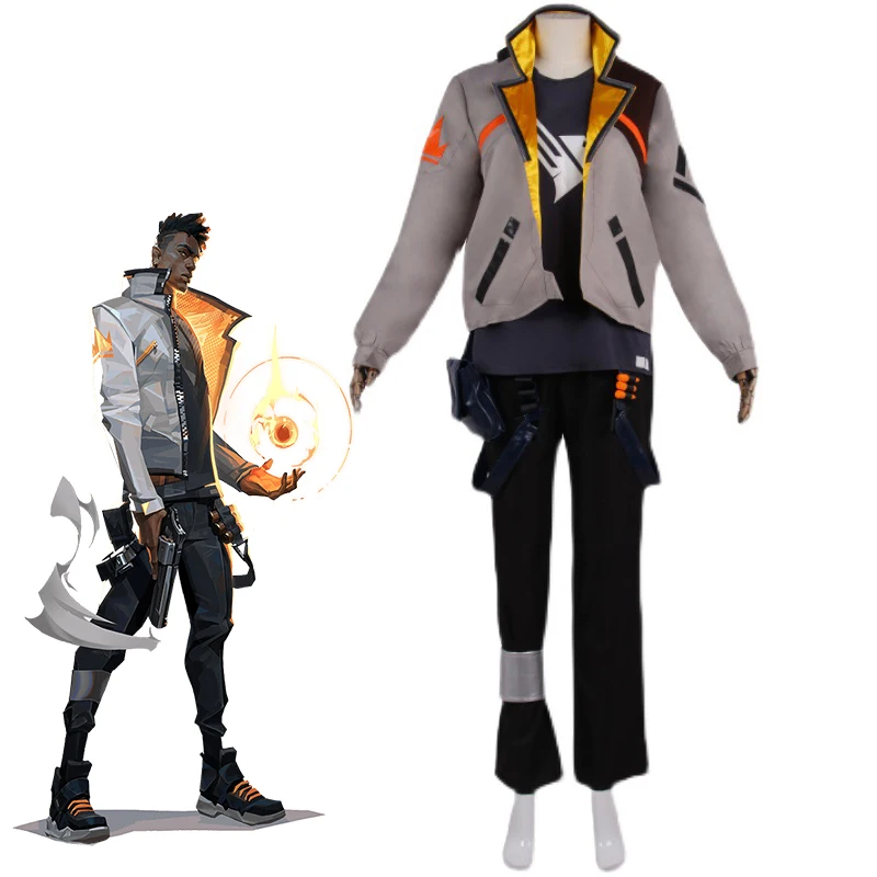 Game Valorant Phoenix Cosplay Costume For Men Jacket Pants Uniform Suit Halloween Christmas Party Stage Show Streetwear