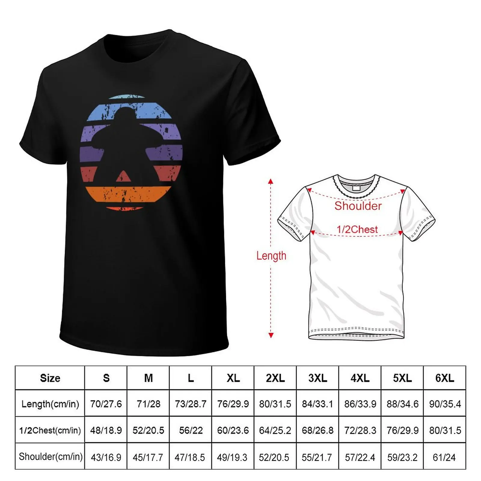 Sunset Vintage Retro Board Game Meeple T-Shirt man t shirt cotton T-Shirt