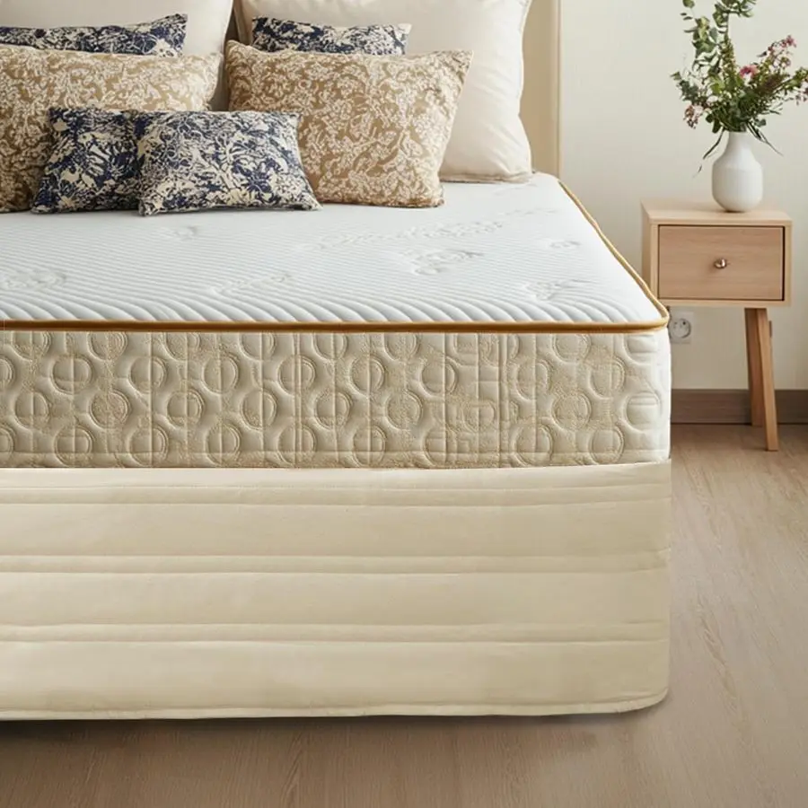 

Наматрасник-юбка King Size с высотой 14 дюймов, стеганый, из смесовой ткани, для матраса-бокс-спринг, с полным охватом, устойчивый к выцветанию, пыленепроницаемый