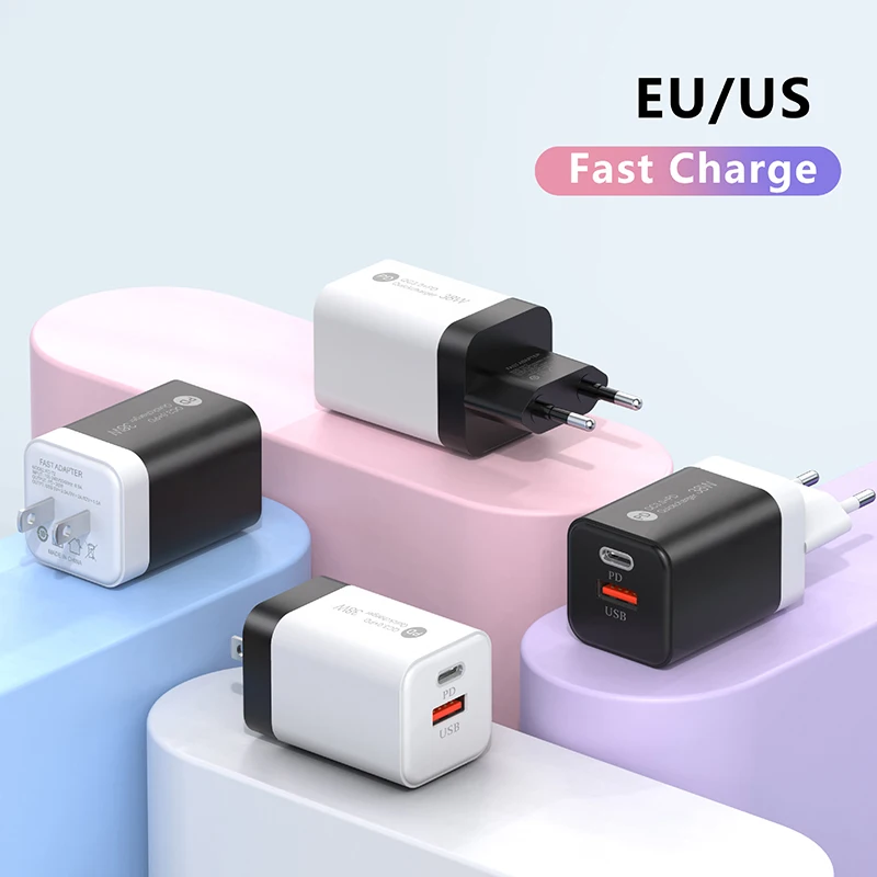 

2025 Macaron PD 20W Smart Fast Charging Head USB Type-c Double Ports Adapter Mobile Phone Fast Charger for Xiaomi iPhone Sumsang