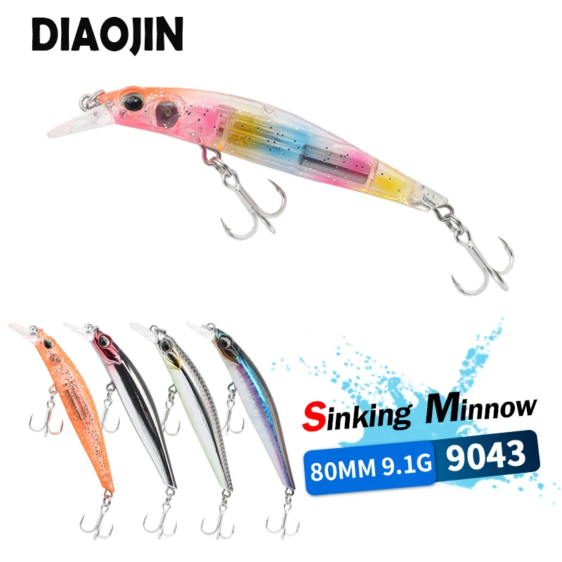 

Japan Fishing Lure 80mm 9.1g Sinking Minnow Isca Artificial Bait for Pike Trout Fish Hooks Super Magnet Wobblers ABS Hard Bait