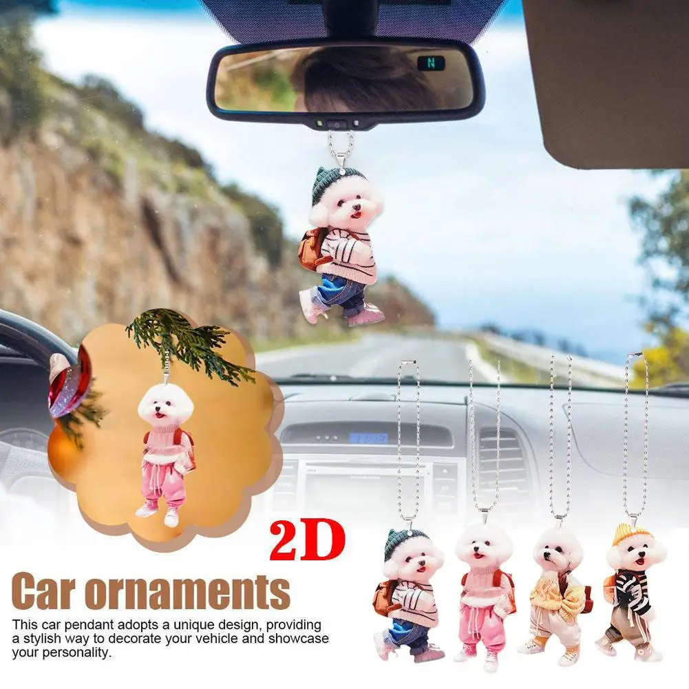 Creative Puppy Man Backpack Rearview Mirrors Pendant Styling Rearview Mirror Auto Decoration Gifts Suspension Accessories C J6Q7