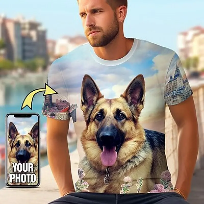 Custom Pet T Shirt for Men Design Your Photo Custom Personalized 3d All Over Print T-shirt Running Tee Custom Gifts Abstract Men