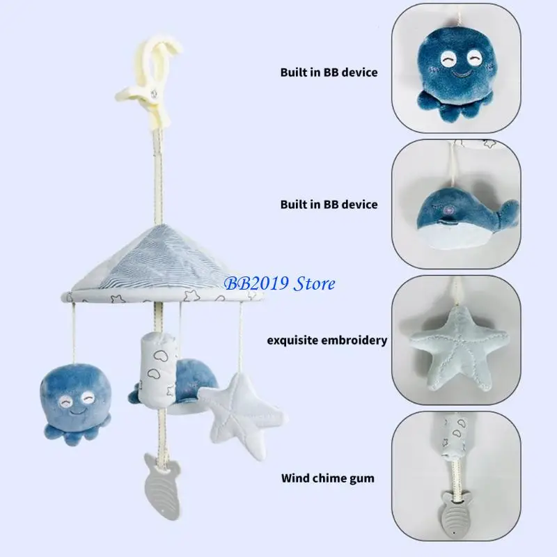 شماعة عربات الأطفال قابلة للتعديل Q0KB مع 3 حلقات تسنين ناعمة للعبة ورياح للنمو الحسي للأطفال الرضع بعمر 0+ أشهر #3