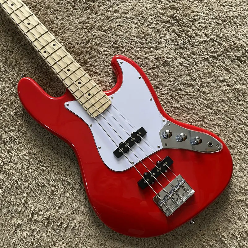 

H575 NASHVILLE 4-струнная электрическая джазовая бас-гитара с звукоснимателями JB, красной отделкой, кленовая накладка на гриф — маленькие косметические вкусы