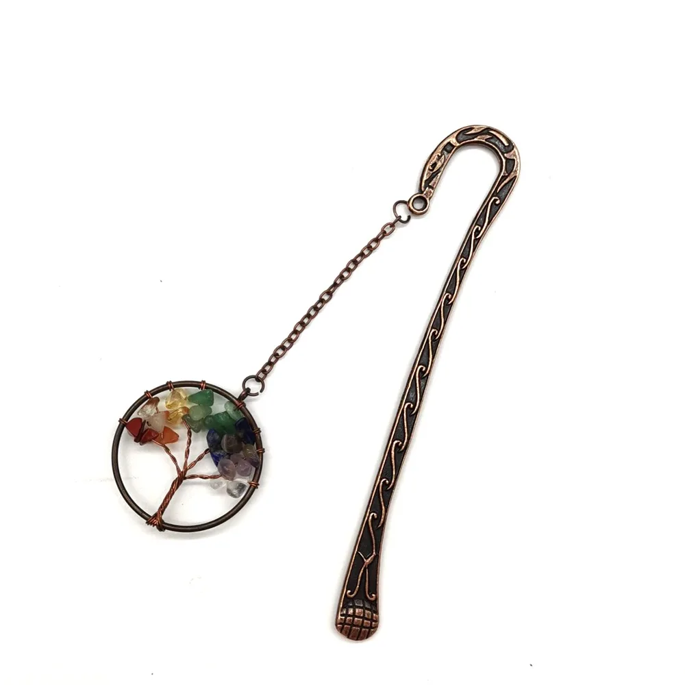 

Semi-precious stones agate Crystal Tree of Life Bookmark Natural Reiki gravel Health Mineral Rock Crystal Handmade Bookmark gift