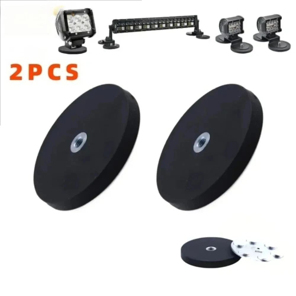 2PCS 43mm/66mm/88mm LED Work Light Bar Holder M4/M6/M8 Internal Thread Magnetic Base Mount Bracket Clamp SUV Offroad