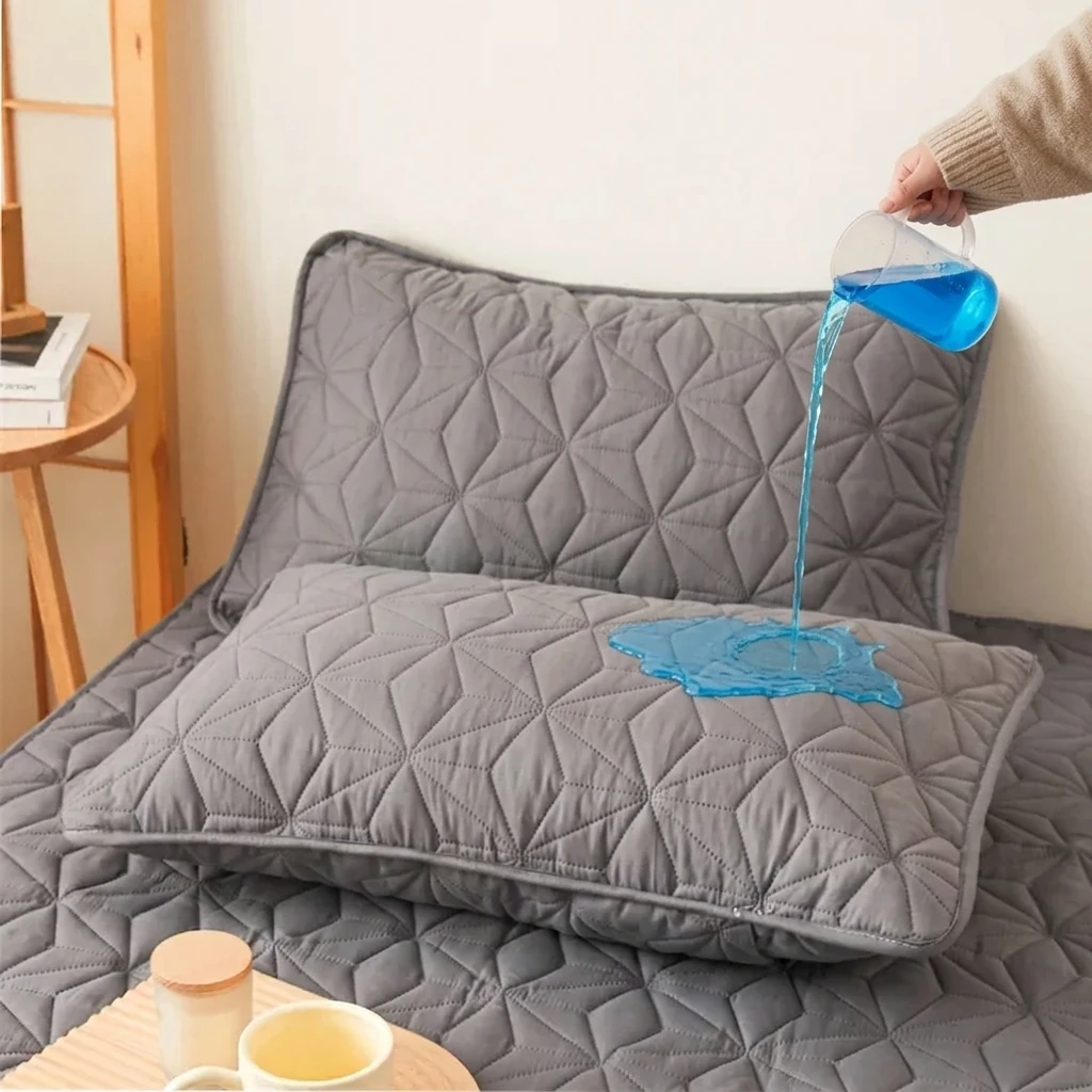 2Pcs Soft Cotton Waterproof Pillowcase 2pcs Breathable Sweat Pillow Covers Absorbent Easy Care Bedding Pillow Case