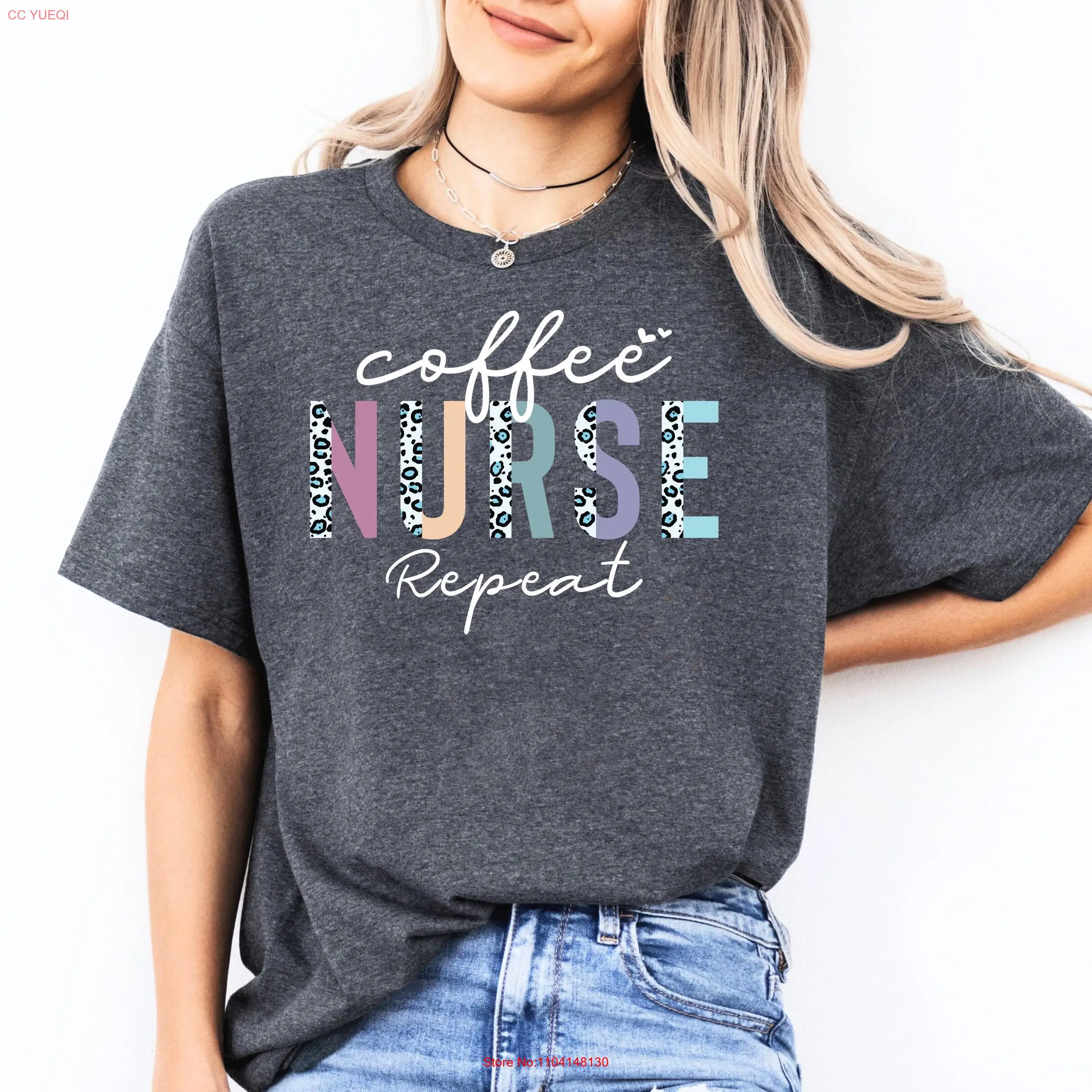 Kawowa pielęgniarka powtórz T Shirt śmieszne peelingi medyczne miłośnik kofeiny uznanie opieka zdrowotna pracownik najlepszy personel szpitalny