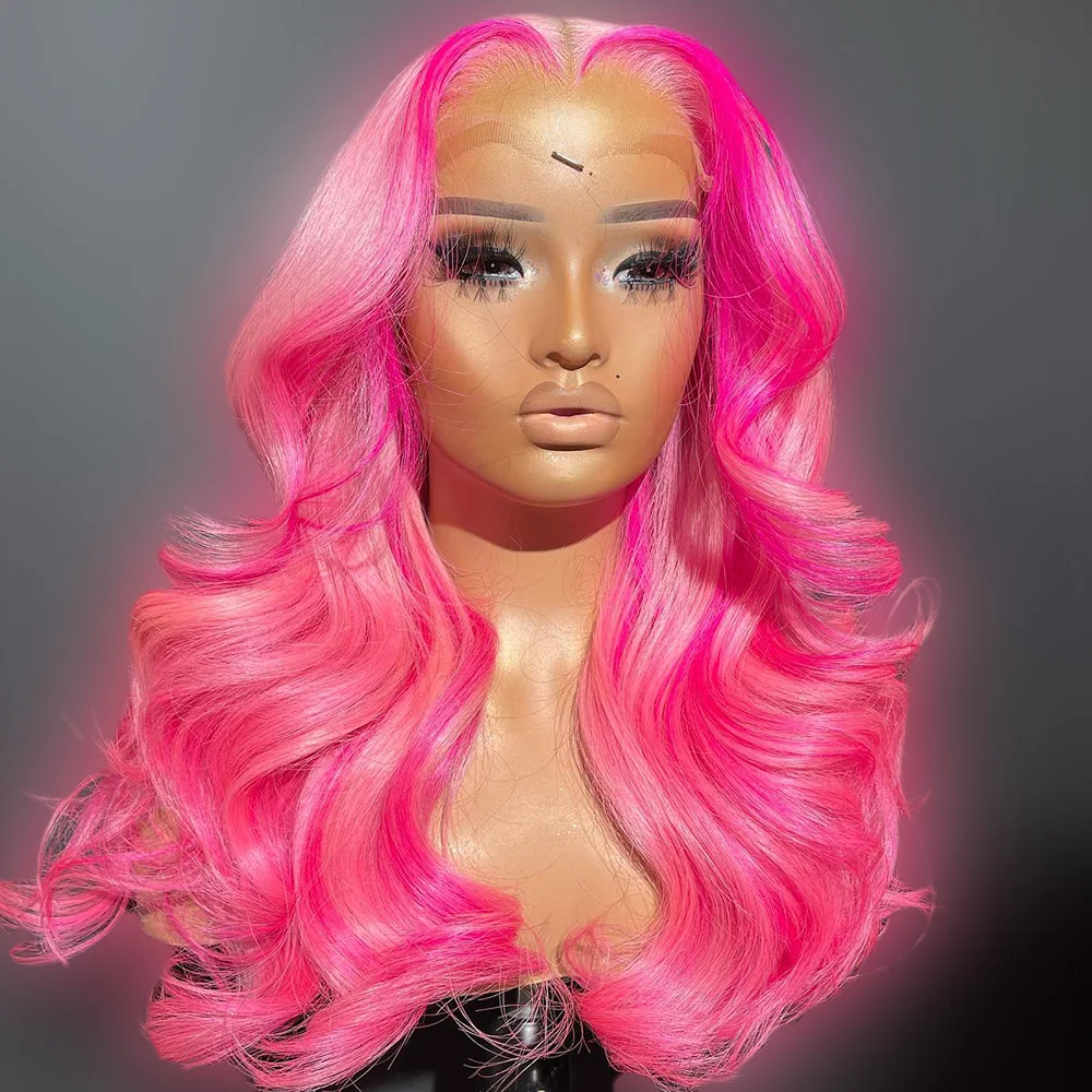 Perruques Full Lace Wig sans colle brésiliennes Remy, cheveux naturels, couleur rose 613, 13x6, pour femmes