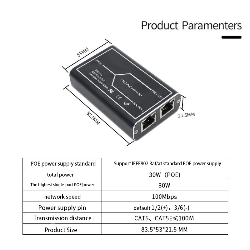 Gadinan 2 porto poe extender 100mbps com ieee 802.3af padrão para nvr ip câmera ap ip voz poe estender 100 metros para poe faixa