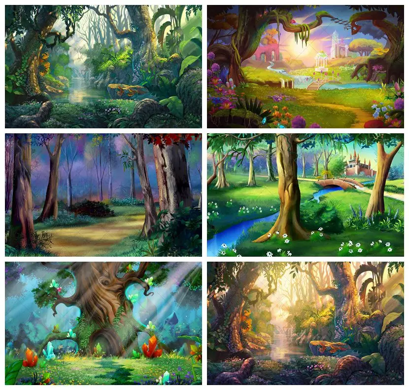 Enchanted Forest Backdrop Fancy Fairyland Magic Big Tree Wonderland Wedding Baby Shower Birthday Customized Background