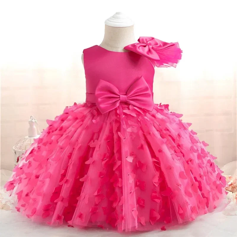 New Single Shoulder Bow Girl\'s Princess Dress Children\'s Christmas Performance Evening Dress Birthday Party Girl\'s Baby Dress