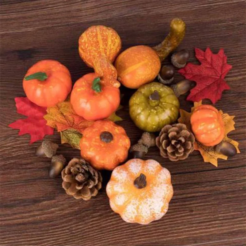 Artificial Pumpkins Decoration, Assorted Sizes Harvest Faux Pumpkins for Fall Thanksgiving Halloween Decorating Display