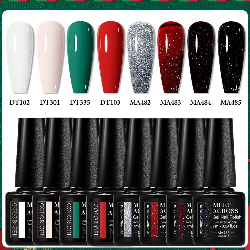 8 قطعة الأحمر الأخضر هلام مسمار مجموعة طلاء أظافر لعيد الميلاد الأظافر القط المغناطيسي هلام شبه دائم نقع قبالة الأشعة فوق البنفسجية هلام الورنيش مستلزمات الأظافر DIY بها بنفسك #3