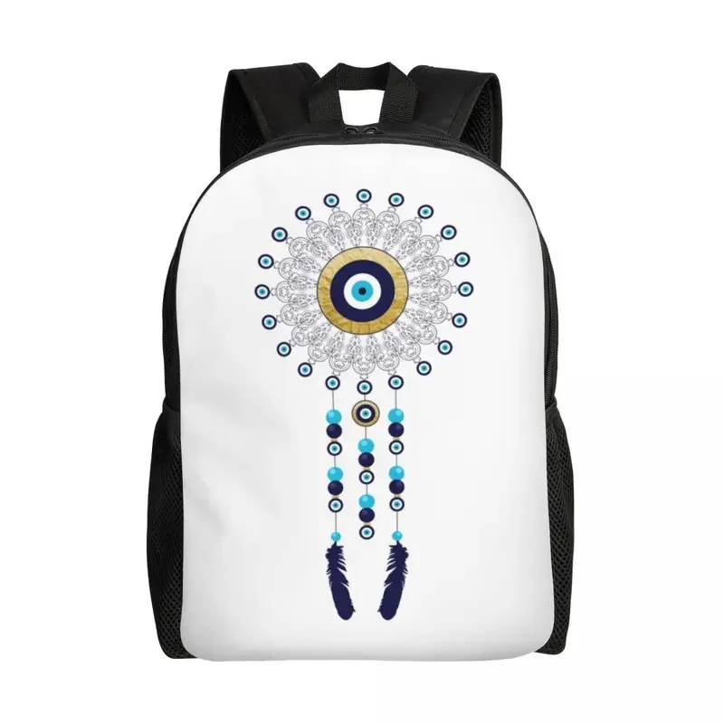 Boho Chic Evil Eye Mandala Dream Catcher Backpack Hamsa Nazar Bohemian School College Travel Bags Bookbag Fits 15 Inch Laptop