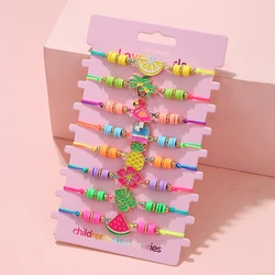 8Pack Summer Beach Fruit Bracelet Adjustable Cord Rope Best Friend BFF Bracelets for Women Girl Jewelry Friendship Gifts