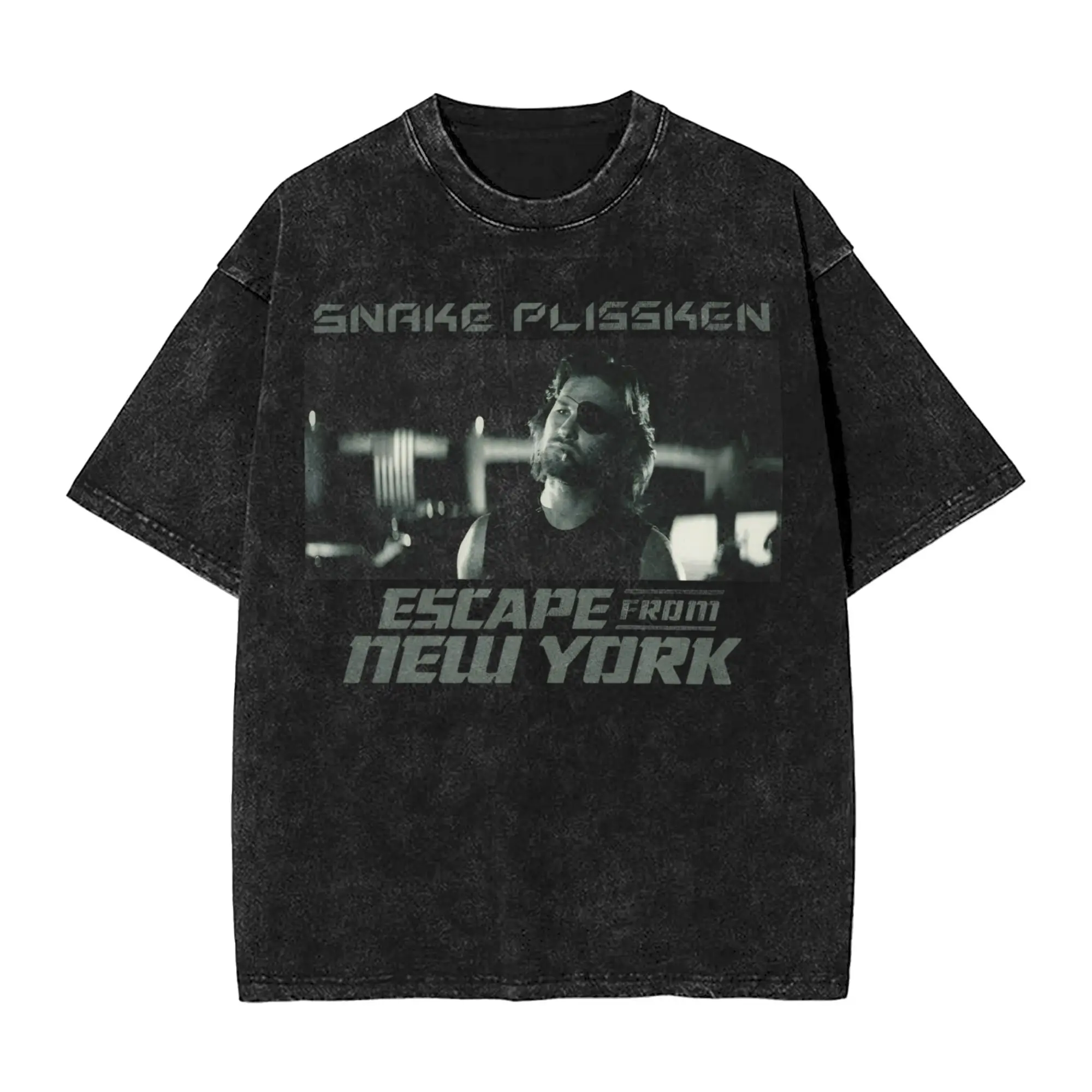 Escape From New York Snake Plissken  Washed T Shirt Streetwear Hip Hop Cool T-Shirts  Tees Tops Men Women Cotton Harajuku