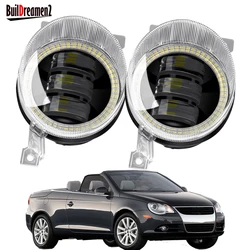 Angel Eye Fog Light Assembly para Volkswagen, Lente LED dianteira do carro, lâmpada diurna, DRL, VW EOS, 2006, 2007, 2008, 2009, 2010, 9006, 2 pcs
