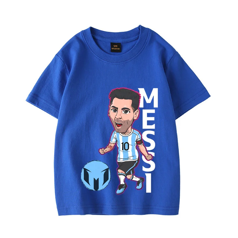 100%Cotton Footballer Messi T-Shirt New Summer Child Clothes Comfortable Fashion Sweat Breathable T-Shirt Short Sleeve T-Shirt