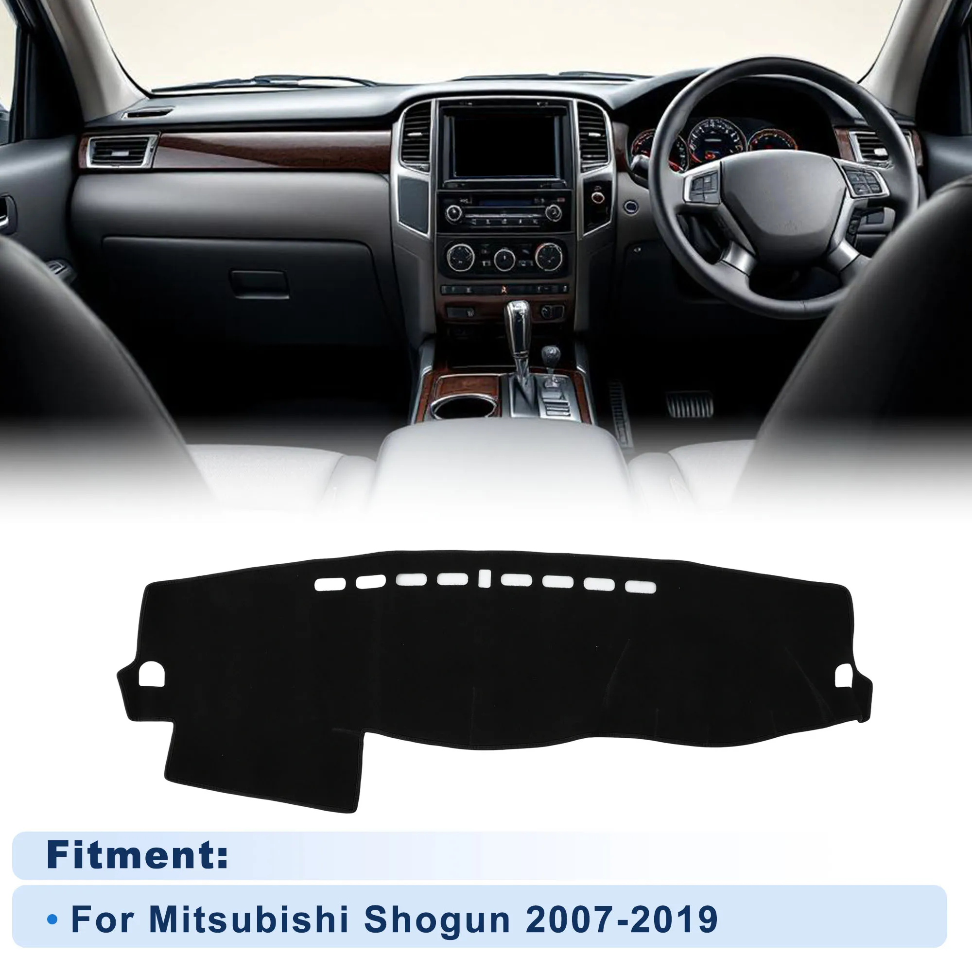 

UXCELL Dash Cover for Mitsubishi Shogun 2007-2019 Without HUD Polyester Black 1 set
