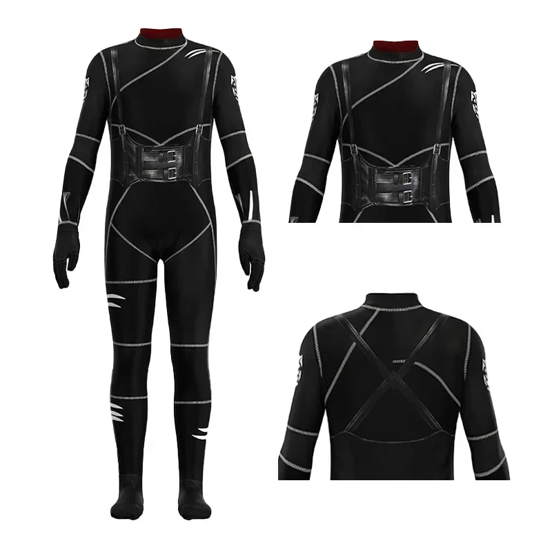 Black Wednesday Cat Costume Kids Wednesday Addams Jumpsuit Catsuit Bodysuit Ears Headband Cat Cosplay Halloween Party Suit Girls