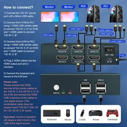 4K KVM - Facilitate Quick Dual-computer Display Changes. Plug and Play, Useful in All Cases. Ultra-HD 4K for Excellent Vision