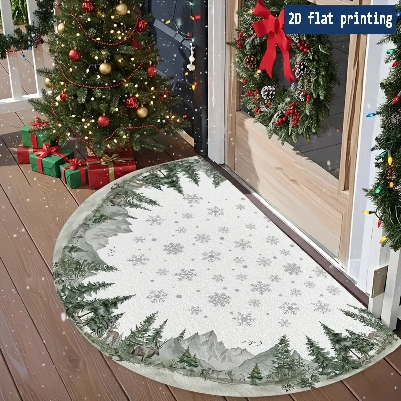 Minimalist Spiral Coils Pattern Semi Circle Doormat Woven Texture Welcome Mat